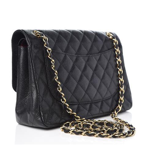 chanel caviar quilted jumbo double flap black|Chanel Classic Double Flap Quilted Caviar Silver.